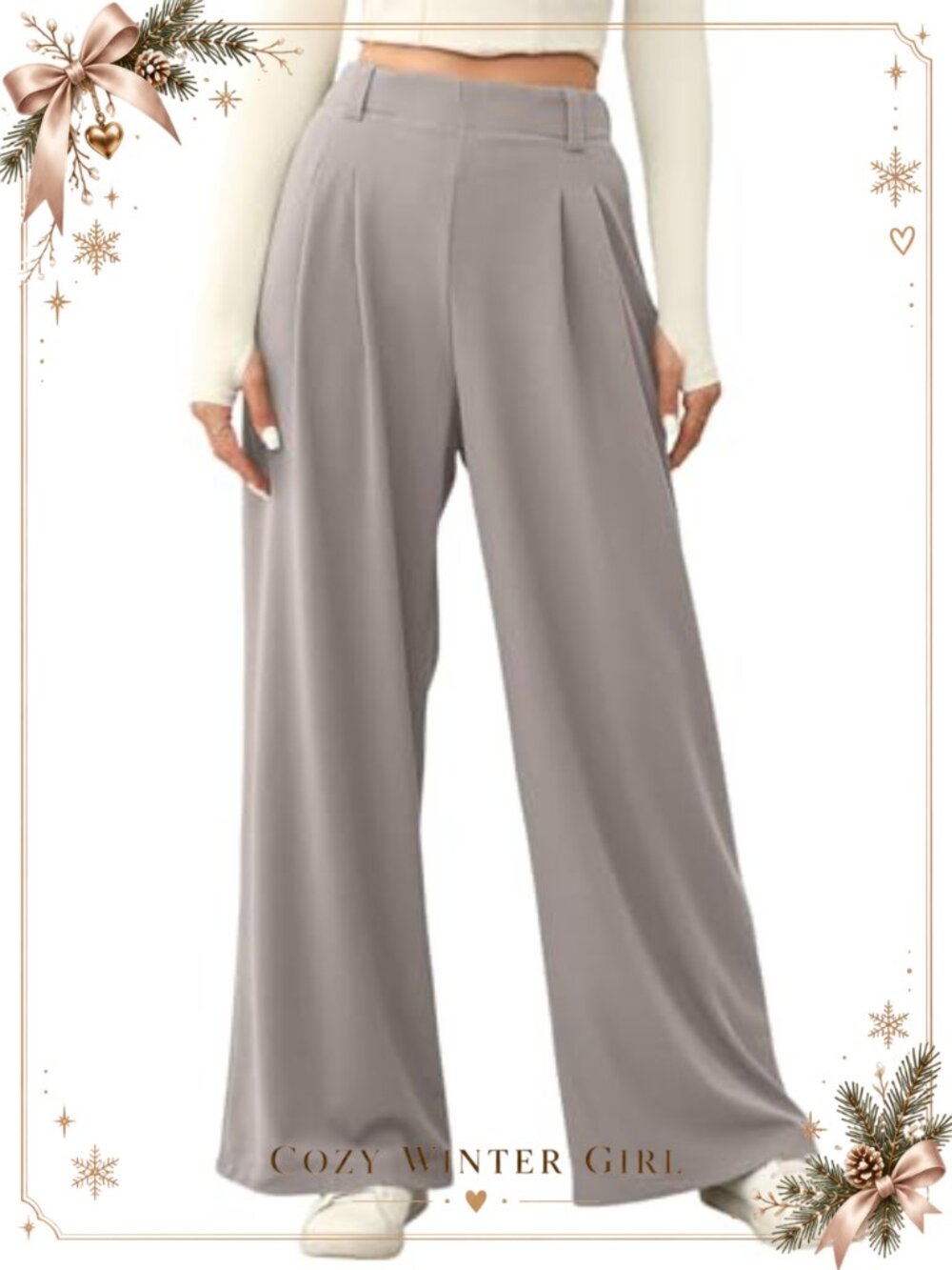 Waffle Knit Wide Leg Palazzo Pants High Waisted Pull On Trousers Pockets